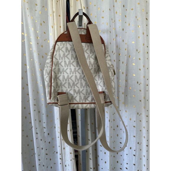 Michael Kors Abbey Jet Set Signature MK Logo Leather Adjustable Strap Backpack - Picture 3 of 8